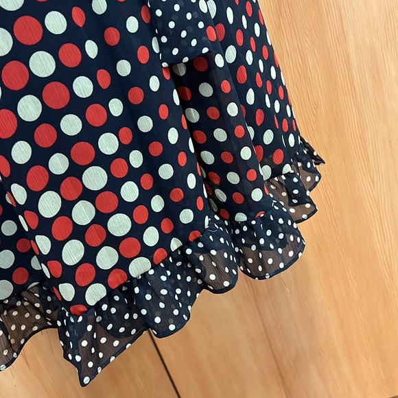 jonathan martin Wrap Around Sleeveless Lined Polka Dot Dress NWOT Size 16 - Picture 6 of 16